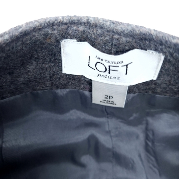 Loft Grey Wool Button Front Skirt Sz 2 Petite - Picture 5 of 11